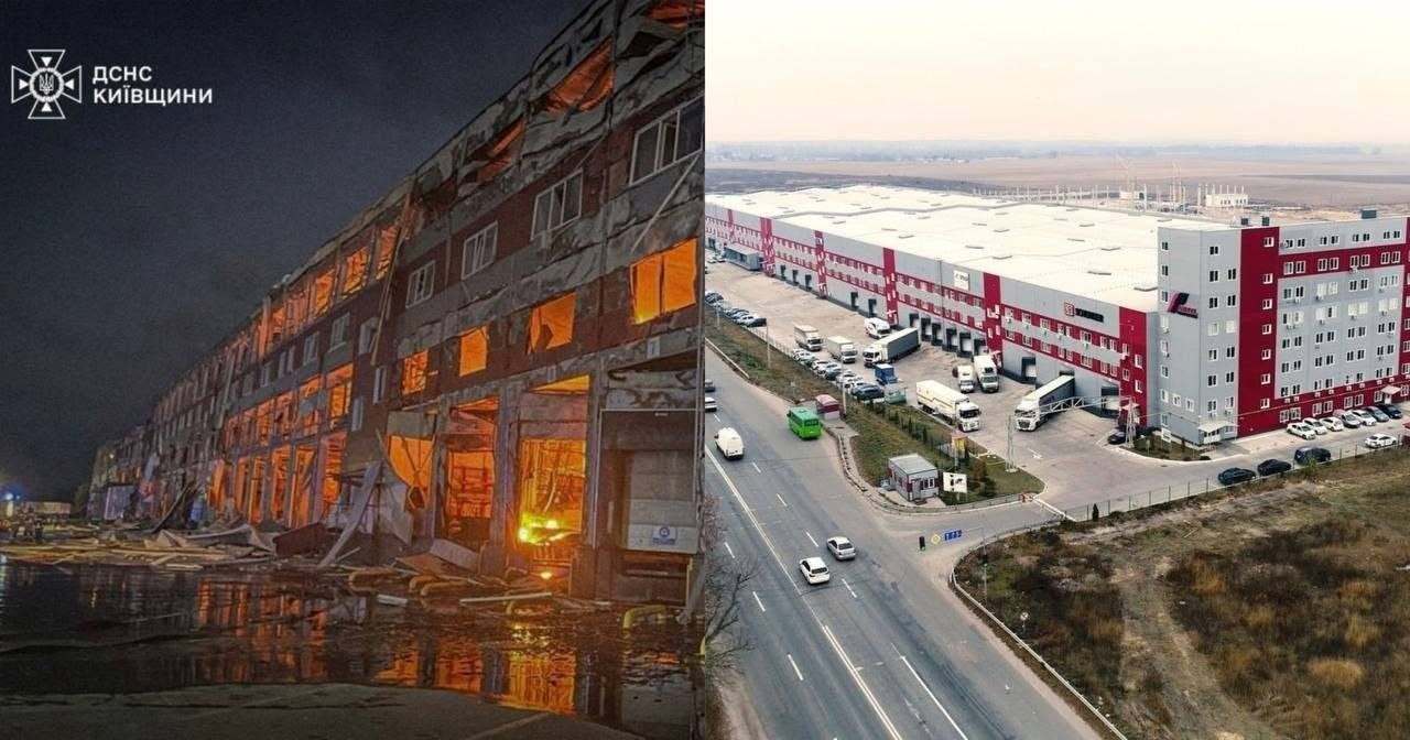 Massive Warehouse Complex Near Kyiv Destroyed in Overnight Shelling Attack